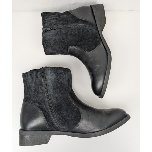 Vtg Y2K Black Leather Suede Studded Ankle Moto Boots Womens 9 EU 40 - Picture 5 of 13